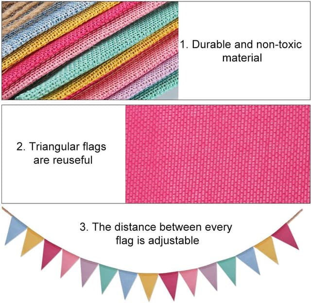 Detalle 2 de Crislove Wimpelkette 5M Mehrfarbig Dreieck-Flaggen