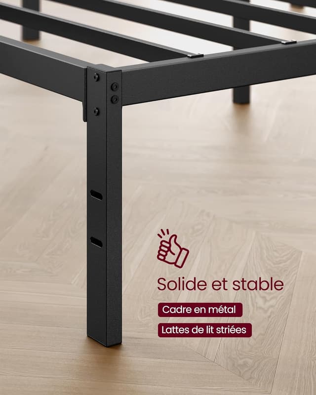 Thumbnail 4 de VASAGLE Cadre de Lit 160 x 200 avec Sommier Métal RMB155BD01