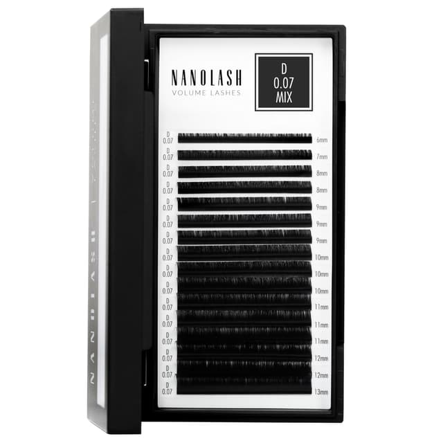 Detalle de Wimpern für Wimpernverlängerung Nanolash – Volume-Wimpern für die Profi-Weiterarbeit (0.07 D, MIX 6–13 mm)