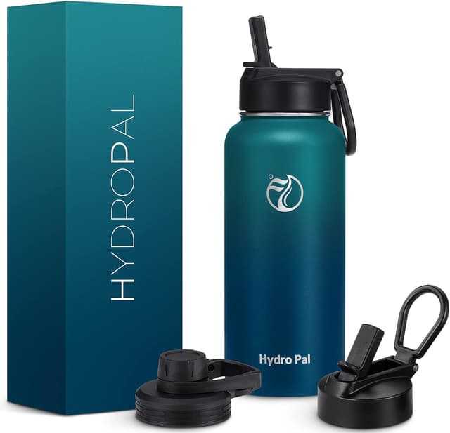 Detalle de HydroPal vacuum insulated stainless steel water bottle (1.9L/1.2L/1L/750ml/500ml) with straw & spout lids