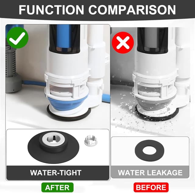 Detalle de WENJION SV01967 Replacement Flush Valve Seal & Clip set (Black) for Ideal Standard Armitage Shanks cisterns