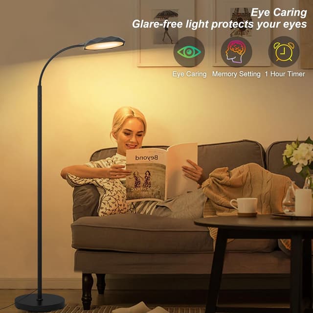 Detalle 2 de Elegante Diamant-LED Stehlampe für Wohnzimmer, dimmbar (18 W, 1.800 lm) mit Fernbedienung & Touch, schwarz