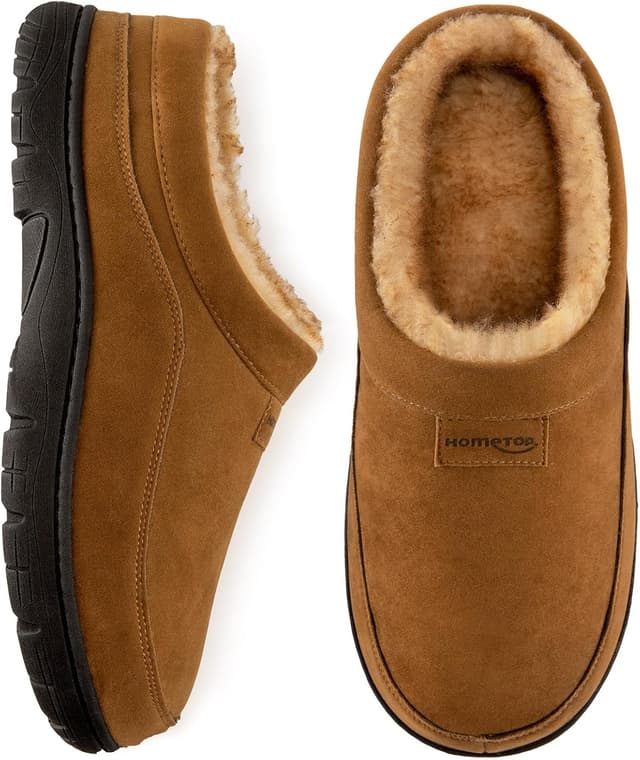 Detalle de HomeTop Men’s Moccasin Slippers with Memory Foam & Non-slip TPR Sole
