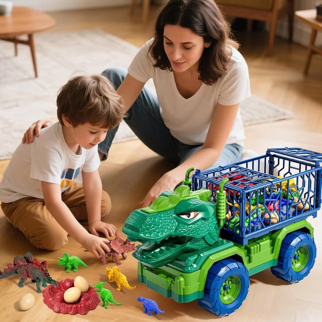 Thumbnail 6 de Guminnara 22 in 1 Toddler T-rex Dinosaur Truck Toy Set (Ages 3–7) with 18 Dino Figures