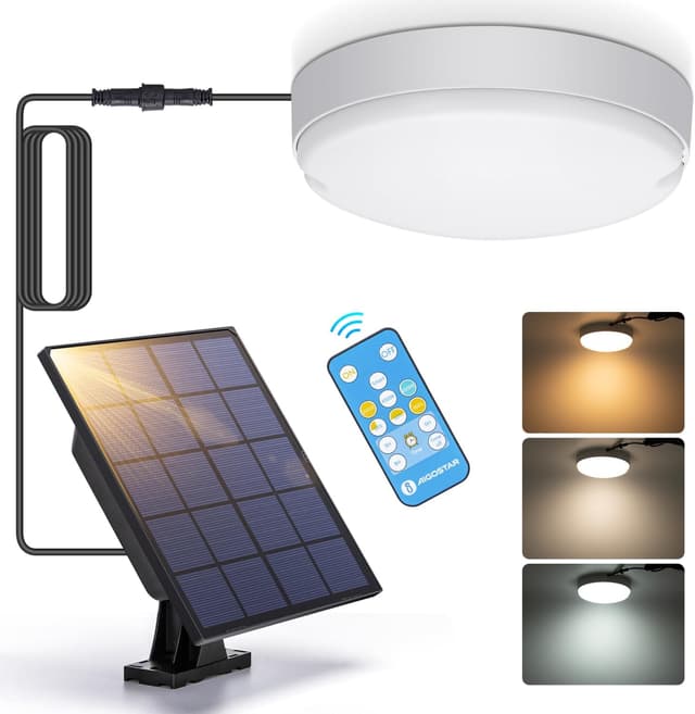 Detalle de Aigostar Luce Solare LED da Esterno con telecomando 50W e 3 temperature (IP65) con cavo da 3 m