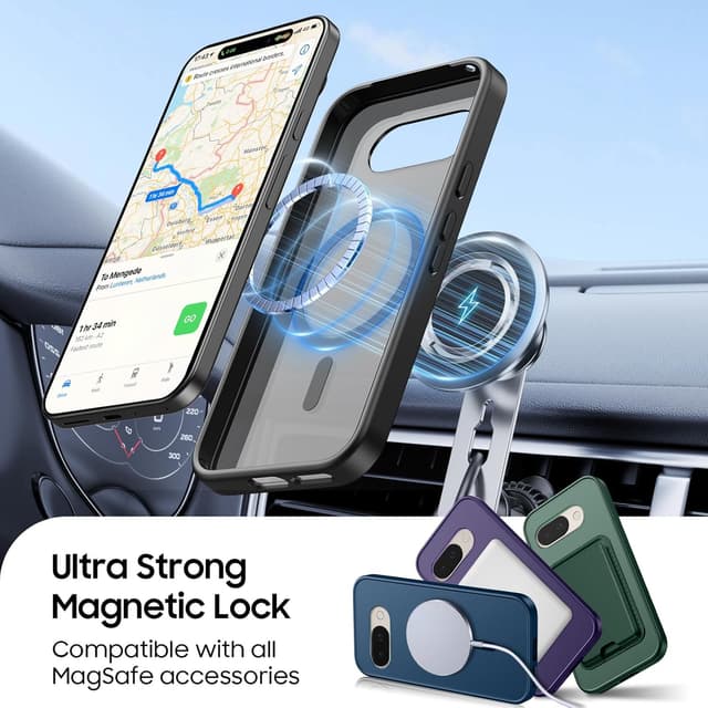 Detalle 1 de Magnetic Case for Google Pixel 9A with Detachable Wallet (MagSafe Compatible) — Black