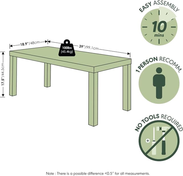 Detalle de Furinno CLASSIC tavolino da caffè rettangolare 1,8