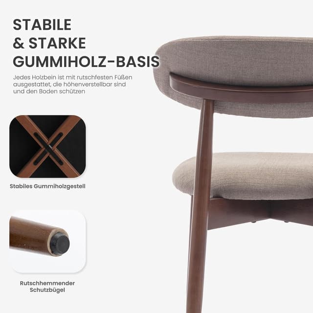 Thumbnail 6 de COLAMY Esszimmerstühle 6er Set mit Polster und Rückenlehne in Kamel – moderne Küchen- und Dining Chairs