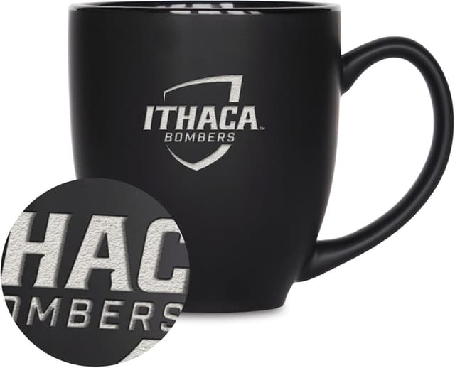 Detalle de Rico Industries NCAA Standard 15oz Laser Engraved Matte Black Ceramic Bistro Mug