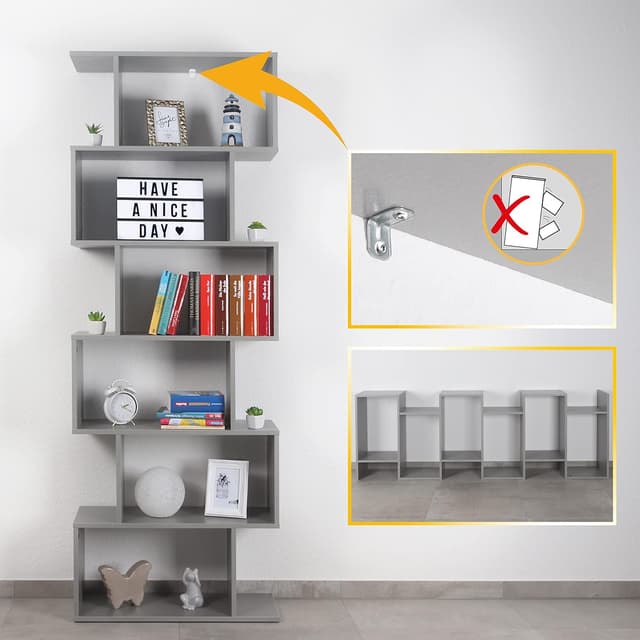 Detalle 2 de RICOO Estantería Sala Gris 192x70x25 cm WM070