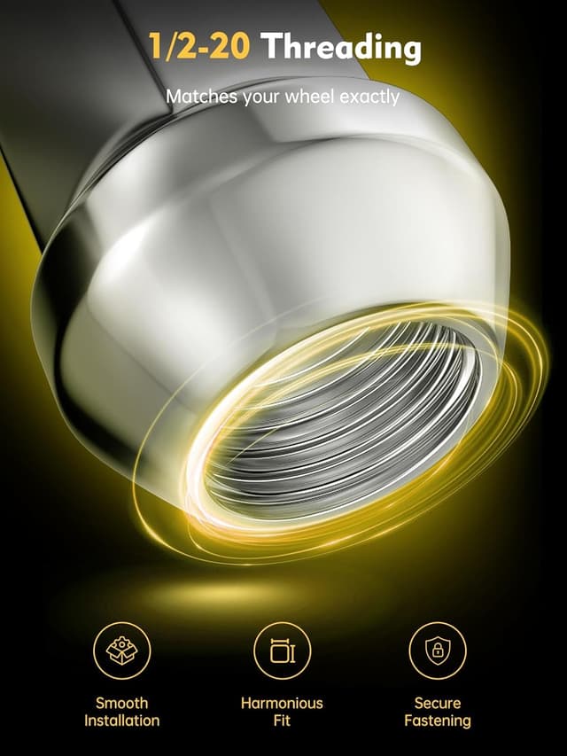 Detalle de MIKKUPPA 1/2-20 Chrome Closed End Lug Nuts (20 pcs) for select Jeep, Dodge, and Ford wheels