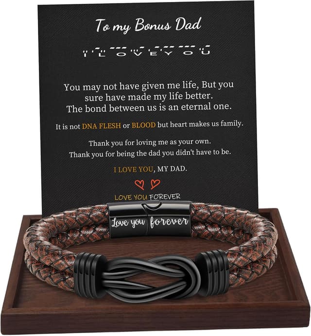 Thumbnail 6 de BTYSUN Leather Infinity Cuff Bracelet for Men