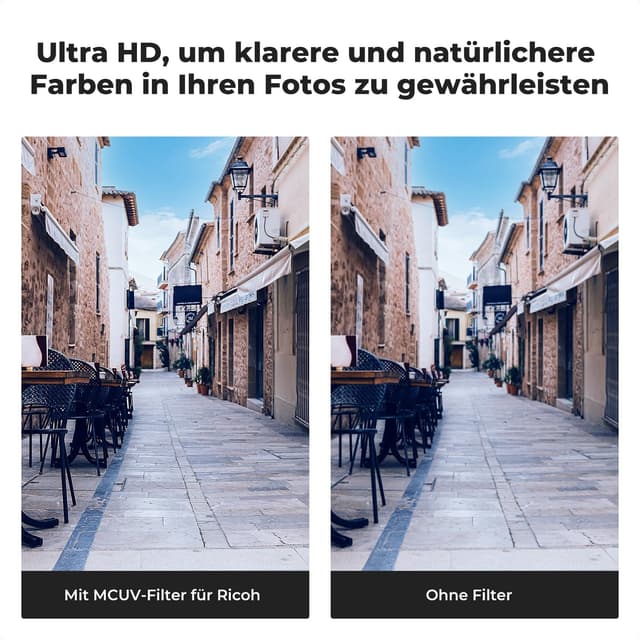 Detalle de K&F CONCEPT UV-Filter (MCUV) für Ricoh GR-Serie – Schutzfilter für GR II/III/IV, IIIx & mehr