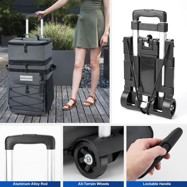 Thumbnail 6 de Odoland chariot glacière isotherme à roulettes (jusqu’à 72 boîtes) avec sac amovible et packs de glace