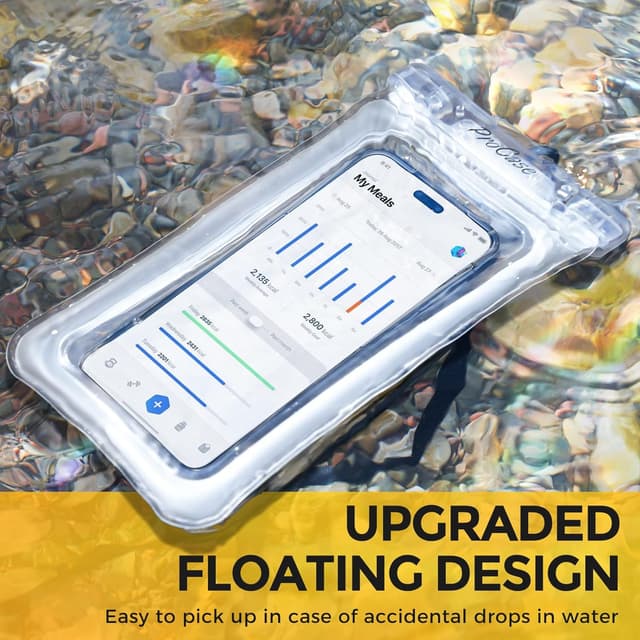 Detalle 2 de ProCase 2er Set schwimmende, wasserdichte Handyhülle IPX8 bis 7 Zoll (Unterwasser-Tasche für iPhone & Galaxy)