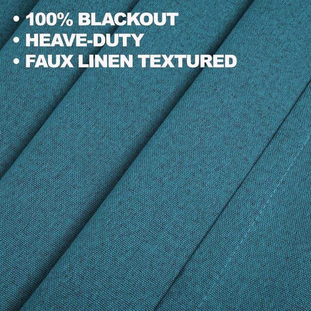 Detalle de YSTELLAA Rideau 100% occultant lot de 2, 140×240 cm effet lin (anti-froid, anti-chaleur, anti-bruit) avec œillets, vert