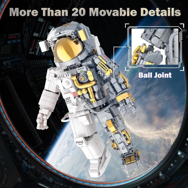 Detalle de JMBricklayer Space Astronaut Building Toy (1008 Pieces) with Display Stand for Adults & Teens 14+