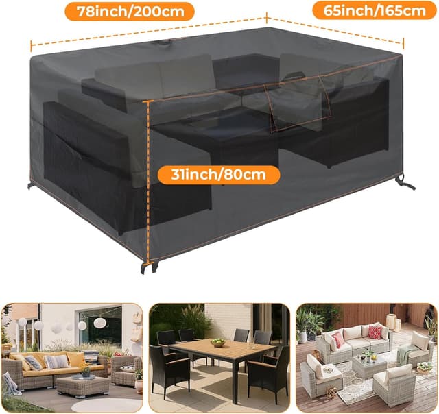 Thumbnail 6 de GARPROVM Abdeckplane für Gartenmöbel Outdoor 200x165x80 cm (420D Oxford, wasserdicht, mit Belüftung)