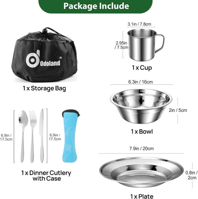 Thumbnail 1 de Odoland Set di Stoviglie da Campeggio 8 pezzi
