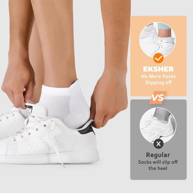 Detalle de EKSHER 10 Paar Sneaker Socken aus Baumwolle für Herren & Damen – atmungsaktiv, kurz, Sportsocken