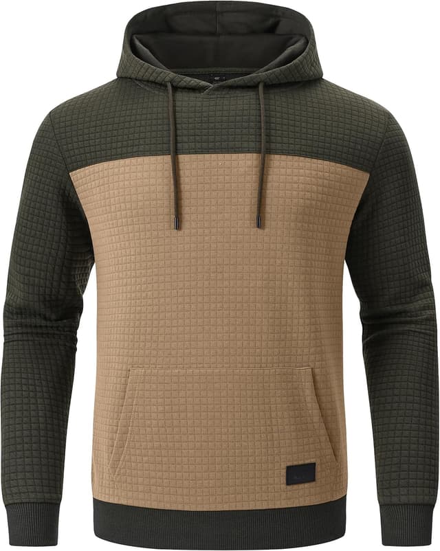 Detalle de YuKaiChen Herren Patchwork Hoodie Pullover mit Kapuze und Taschen