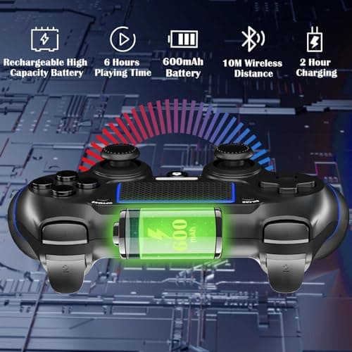 Detalle de CHEREEKI Mando inalámbrico para PS4 con Bluetooth, giroscopio 6 ejes, doble vibración y panel táctil