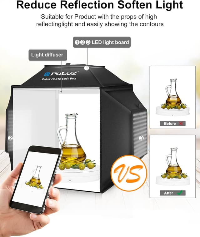 Thumbnail 4 de PULUZ Upgrade Fotobox 40 cm mit 480 LED-Leuchten