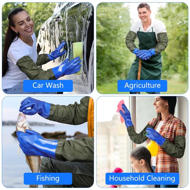Thumbnail 6 de ANOMM Guanti lunghi impermeabili in gomma da 70 cm per acquari, laghetto, giardinaggio e pesca, blu