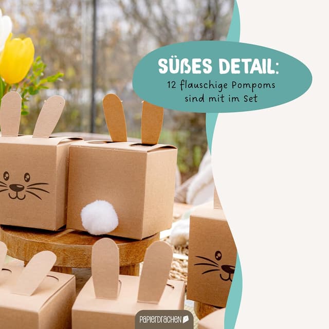 Thumbnail 2 de Papierdrachen 12 Osterhasenboxen naturbraun