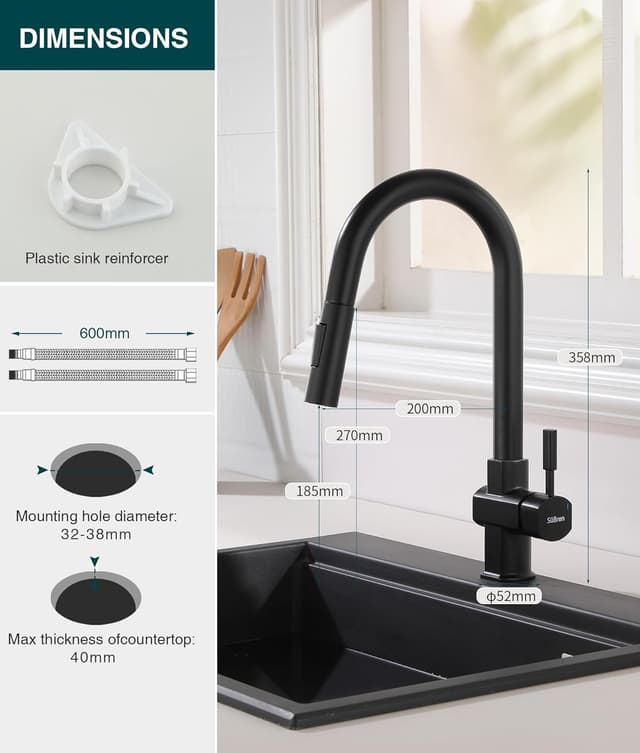 Thumbnail 5 de Süßren Grifo Cocina Negro extraíble 1,5 m