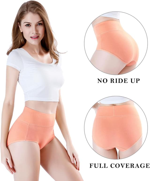 Detalle de wirarpa Damen-High-Waist-Slips aus Baumwolle im 4er-Pack (hoher Taillenslip)
