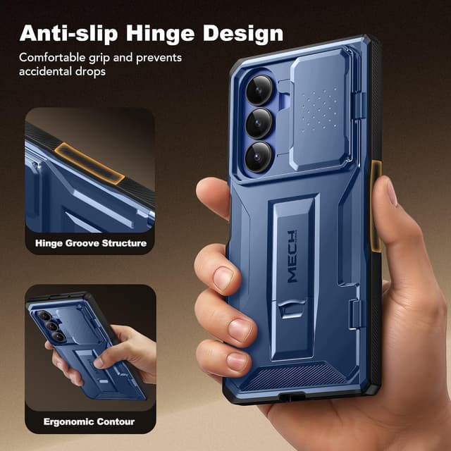 Detalle 2 de TONGATE for Galaxy Z Fold 7 Case with Privacy Screen Protector, Slide Camera Cover, Military-Drop Protection & Belt Clip (Blue)