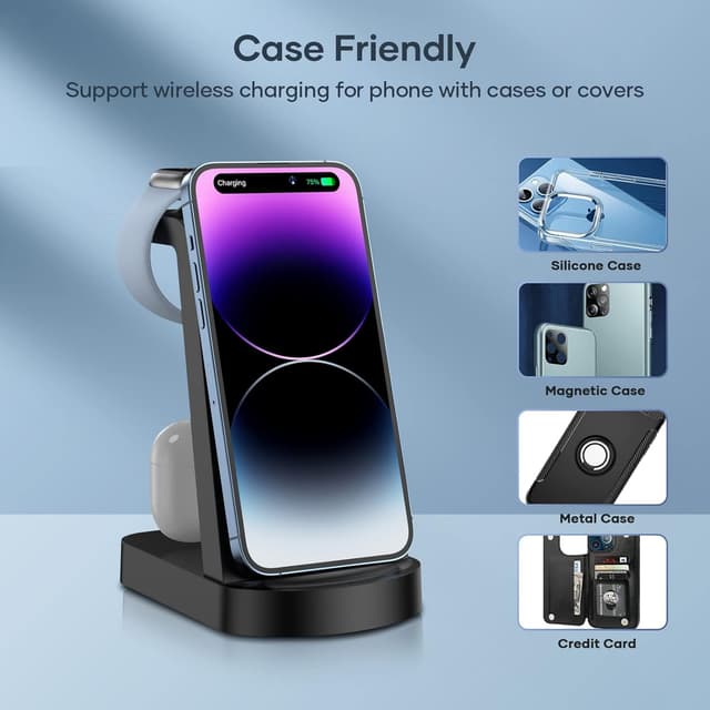 Detalle 2 de CKCN 3 in 1 Wireless Charging Station (phone, Apple Watch & AirPods)