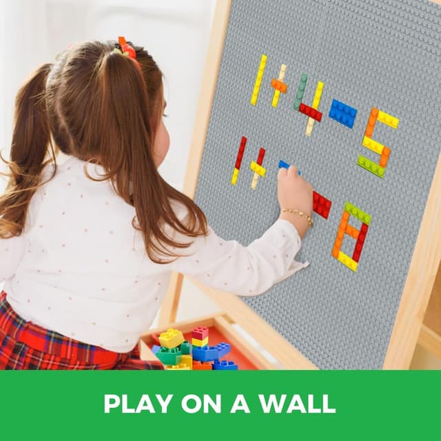 Detalle 2 de Lekebaby 8-Pack Peel and Stick Building Base Plates (10"x10") in Grey