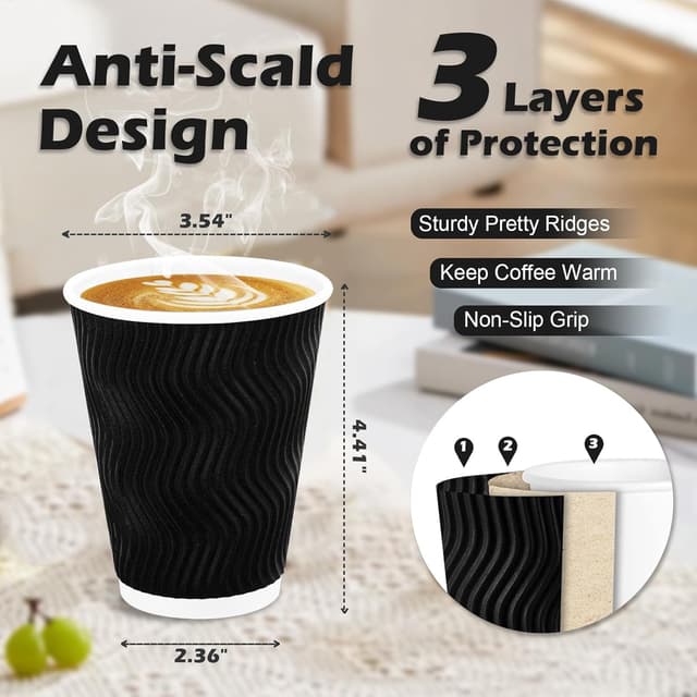 Detalle 2 de Lamosi 12 oz Disposable Coffee Cups 100 Pack