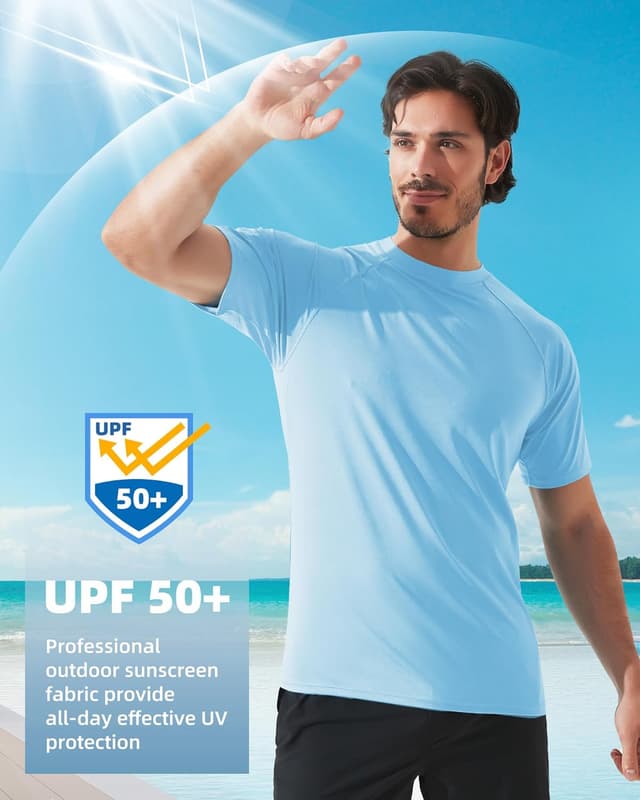 Detalle de Arcweg Rashguard da mare uomo con UPF 50+ e maniche corte