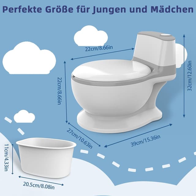 Detalle de Töpfchen für Kinder – Kindertoilette mit Papiertücher-Design, weicher Sitz & Spritzschutz (grün)