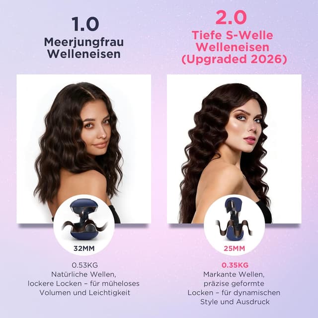 Detalle 2 de PARWIN PRO BEAUTY Meerjungfrauen Deep Waves Welleneisen 25 mm (PARWIN PRO BEAUTY, Doppelzylinder, Timer & LED)