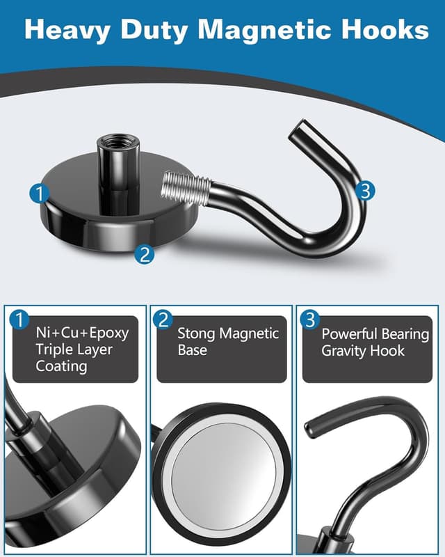 Detalle de Lictin Magnethaken Schwarz 47 kg