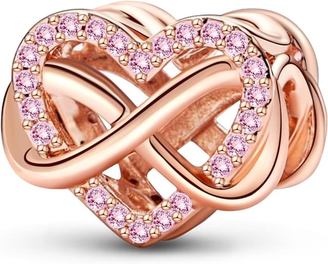 Detalle de Ruaidhra Sterling-Silber Charms-Anhänger (925), Herz/Kreuz/Blumen/Kleeblatt/Schildkröte Tiermotive als Charm Clip Stopper für Armband & Kette