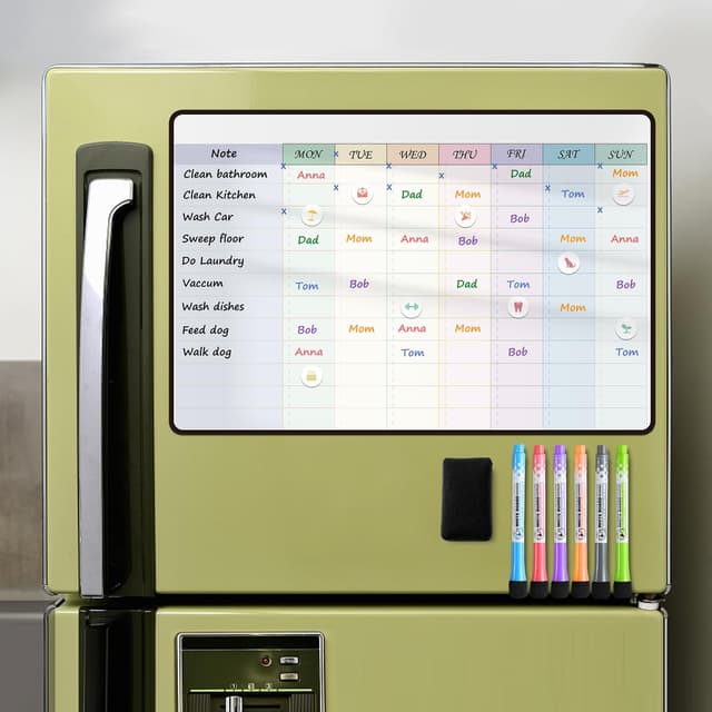 Detalle 2 de MCCORL Magnetic Chore Chart weekly fridge whiteboard (Monday to Sunday)