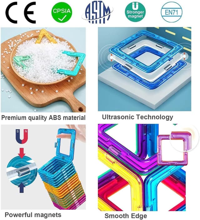 Thumbnail 6 de CONDIS Magnetische Bausteine Mega Set 72 Teile – XXL (2×) & Standard Blöcke ab 3 Jahren