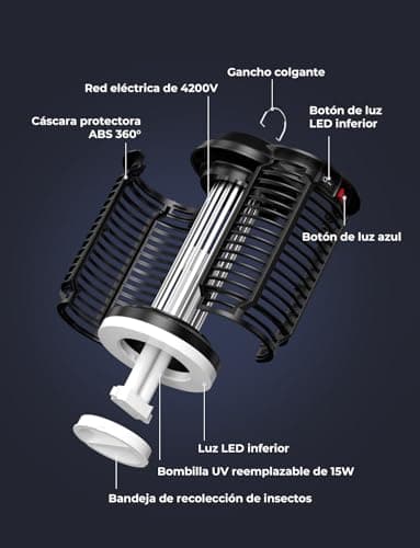 Thumbnail 7 de YISSVIC Lámpara antimosquitos eléctrica 4200V + 15W UV 365 nm IPX4 (interior y exterior)