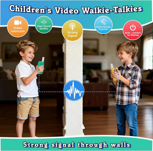 Detalle 2 de MoonLull Kids Video Walkie Talkies with Camera (No Wi‑Fi/SIM) – Secure Encrypted 2‑Pack, 300m Long Range