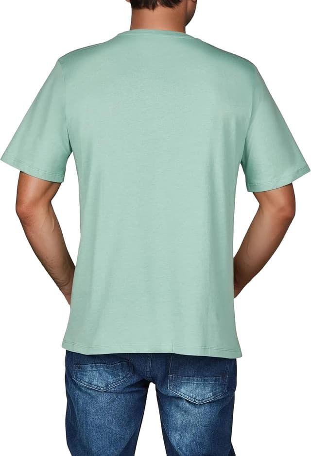 Detalle 2 de JACK & JONES Regular-Fit Herren-T-Shirts JJLINO im 4er-Set (Rundhals, Kurzarm) – Schwarz/Weiß/Grün/Rot/Blau/Grau