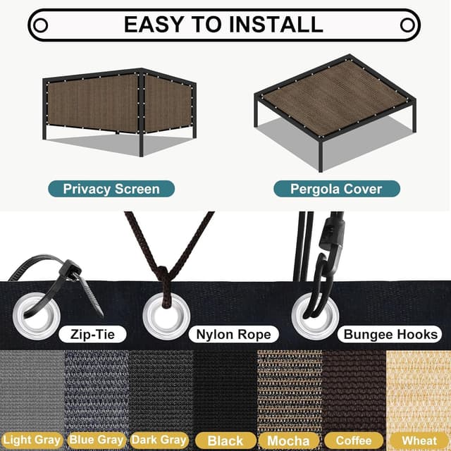 Thumbnail 6 de Shade&Beyond 90% Sun Shade Cloth with Grommets (8' x 12') Pergola Shade Cover Canopy, Mocha