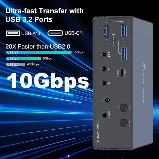 Detalle de VEDINDUST USB C KVM Switch Dock 4K 120Hz