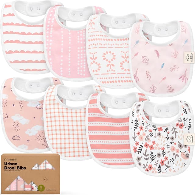 Imagen de Sweet Charm 8-Pack Organic Baby Bibs for 0-24 Months en OfertitasTOP