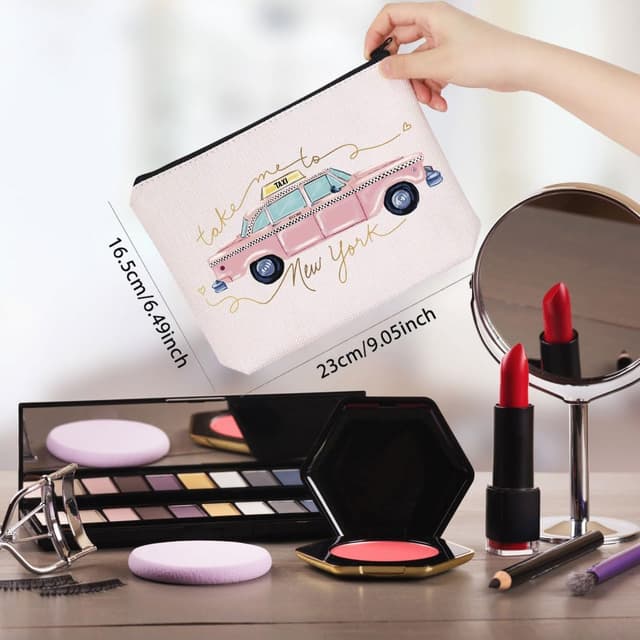 Detalle de New York Vacation Gift NCY Bachelorette Party Take Me to New York canvas zip pouch makeup bag