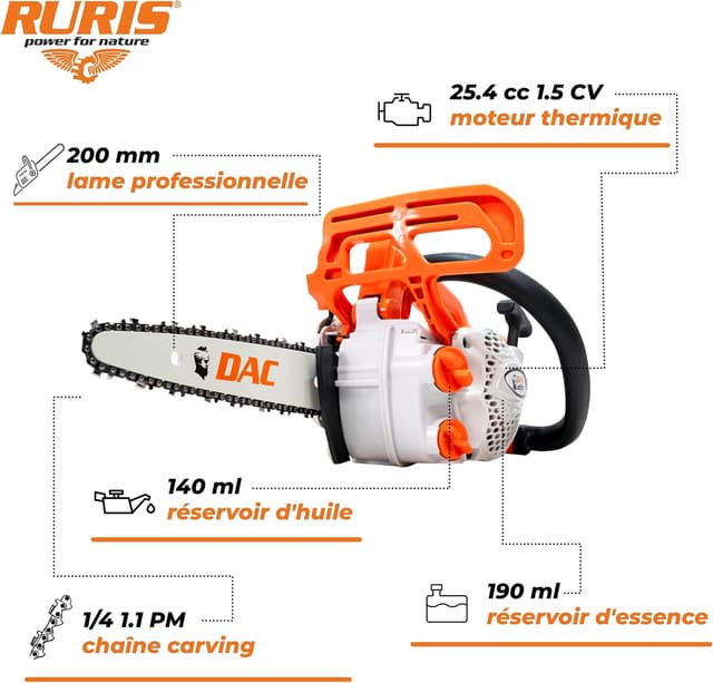 Thumbnail 1 de RURIS DAC 205RS Tronçonneuse thermique 25,4 cc